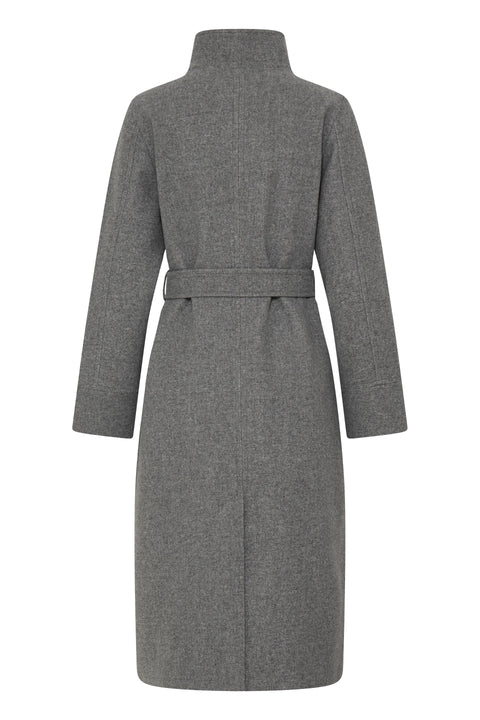B Young Calia Mel Long Coat In Mid Grey Melange