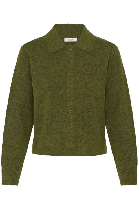 B Young Minua Cardigan In Avocado Melange