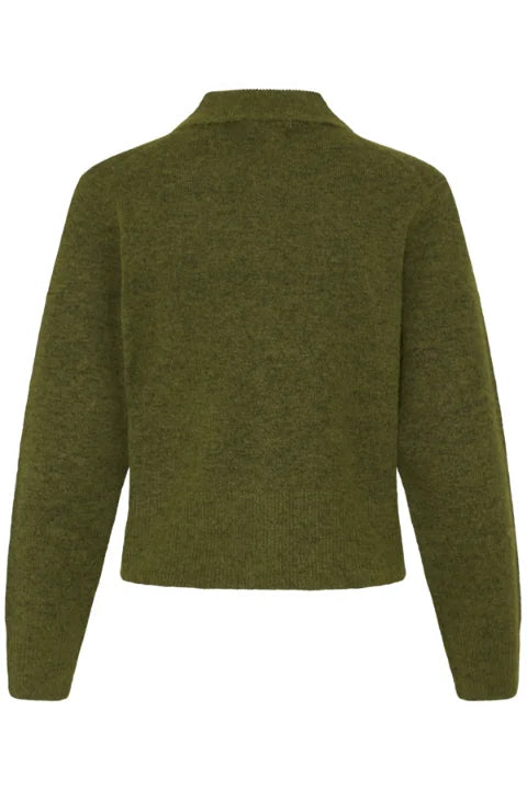 B Young Minua Cardigan In Avocado Melange