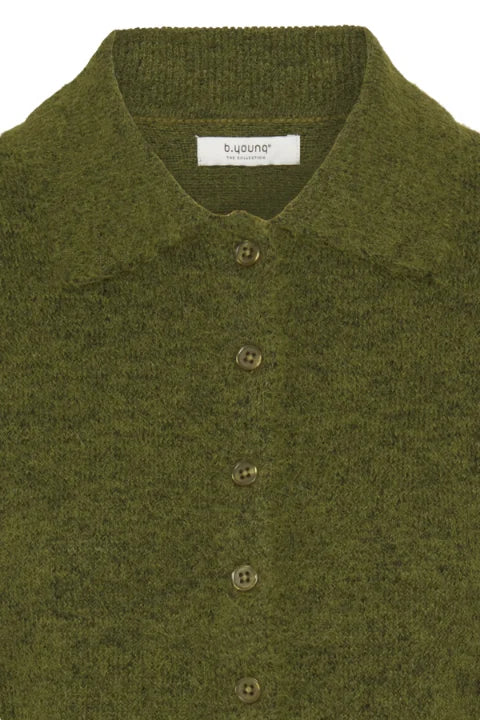 B Young Minua Cardigan In Avocado Melange