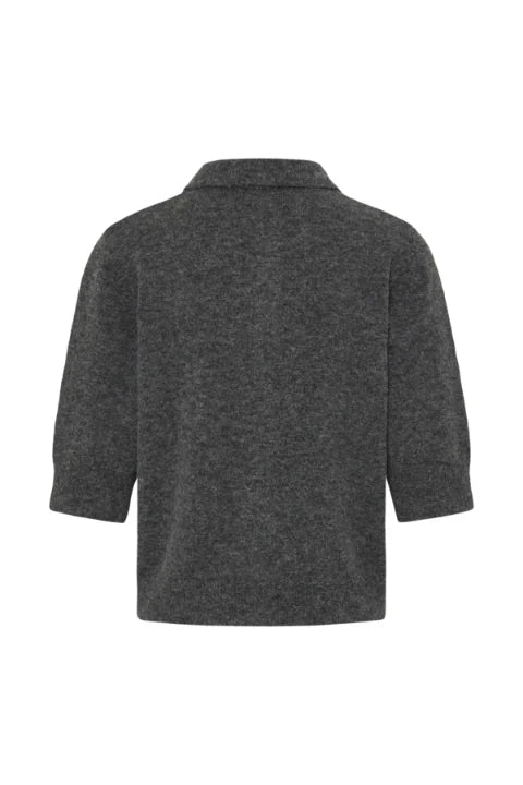 B Young Ofira Cardigan In Dark Grey Mel. Argyle