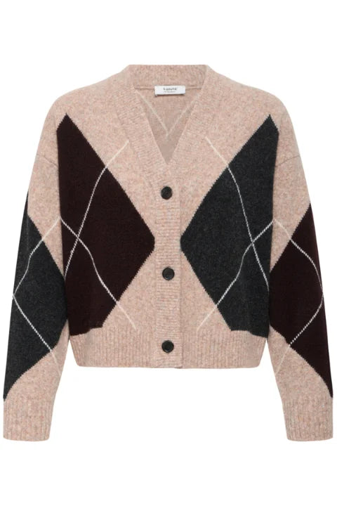 B Young Osmilla Cardigan In Humus/Java/Dark Grey Argyle