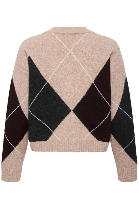 B Young Osmilla Cardigan In Humus/Java/Dark Grey Argyle