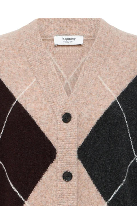 B Young Osmilla Cardigan In Humus/Java/Dark Grey Argyle