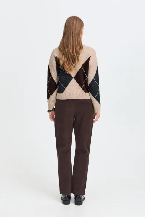 B Young Osmilla Cardigan In Humus/Java/Dark Grey Argyle