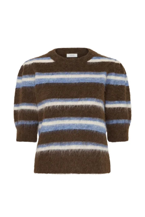 B Young Milou Ss Jumper In Potting Soil Mel. Stripe