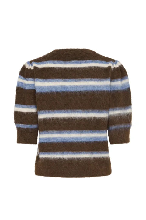 B Young Milou Ss Jumper In Potting Soil Mel. Stripe