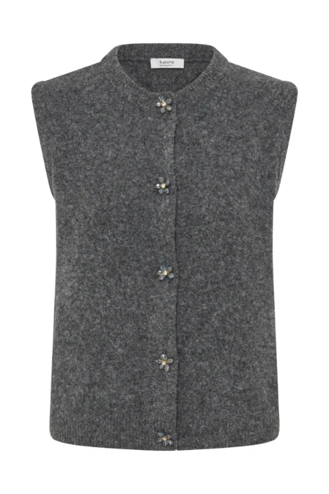 B Young Omea Vest In Dark Grey Melange