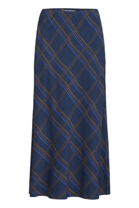 B Young Fall Skirt In Dark Sapphire Check