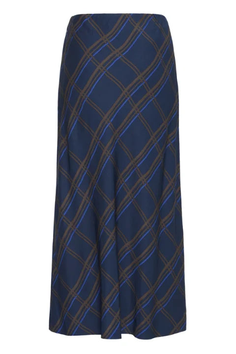 B Young Fall Skirt In Dark Sapphire Check