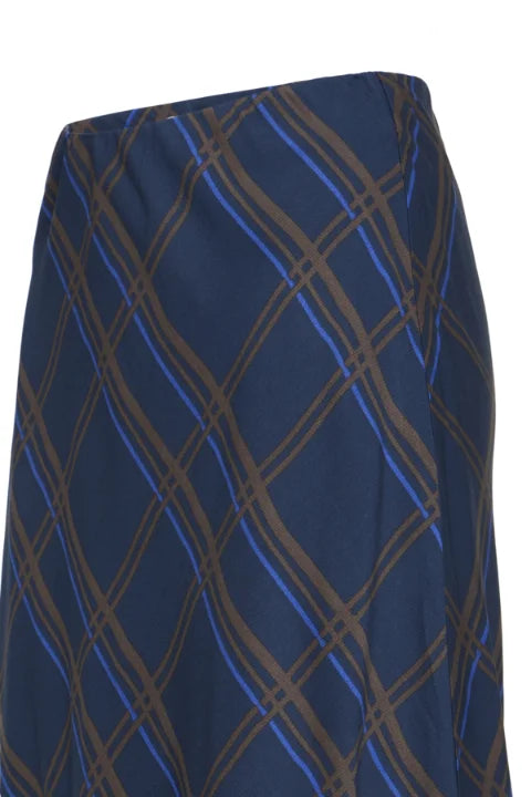 B Young Fall Skirt In Dark Sapphire Check