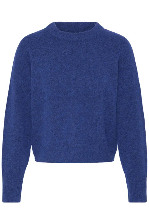 B Young Omea Crew Jumper In Blue Depths Melange
