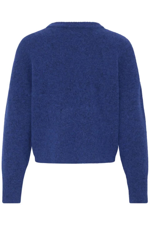 B Young Omea Crew Jumper In Blue Depths Melange