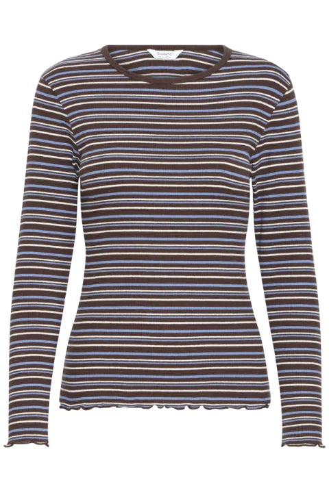 B Young Tone Long-Sleeve Tshirt In Java Stripe