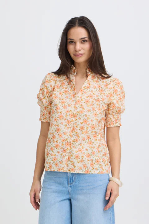 B Young Iasmim Shirt In Yellow/Orange Sunflowers