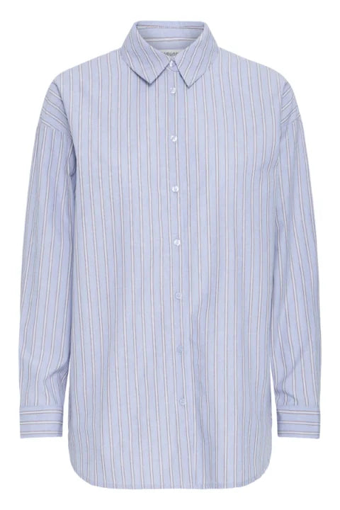 B Young Hene Shirt In Chambray Blue Stripe
