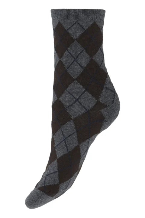 B Young Valora Argyle Socks In Dark Grey Mel. Argyle