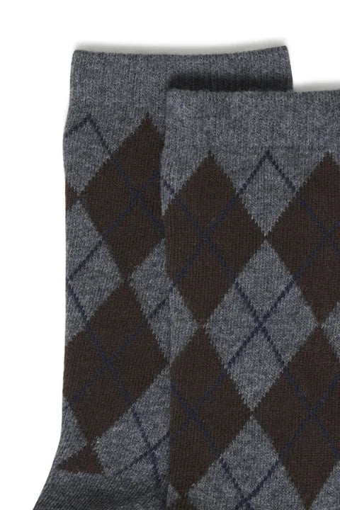 B Young Valora Argyle Socks In Dark Grey Mel. Argyle