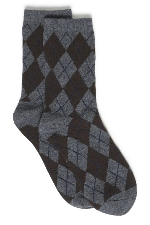 B Young Valora Argyle Socks In Dark Grey Mel. Argyle