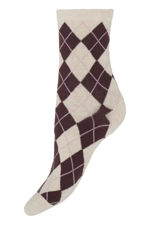 B Young Valora Argyle Socks In Humus Mel. Argyle