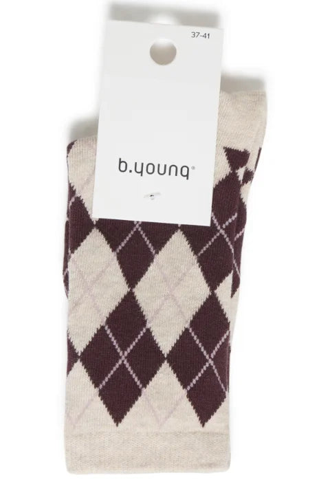 B Young Valora Argyle Socks In Humus Mel. Argyle