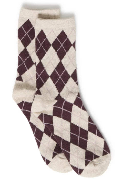 B Young Valora Argyle Socks In Humus Mel. Argyle