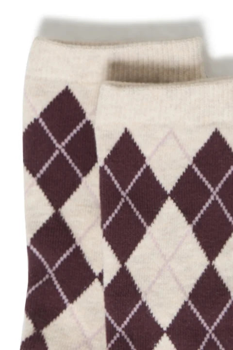 B Young Valora Argyle Socks In Humus Mel. Argyle