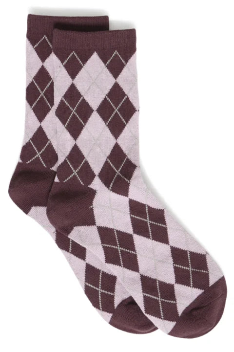 B Young Valora Argyle Socks In Fudge Mel. Argyle