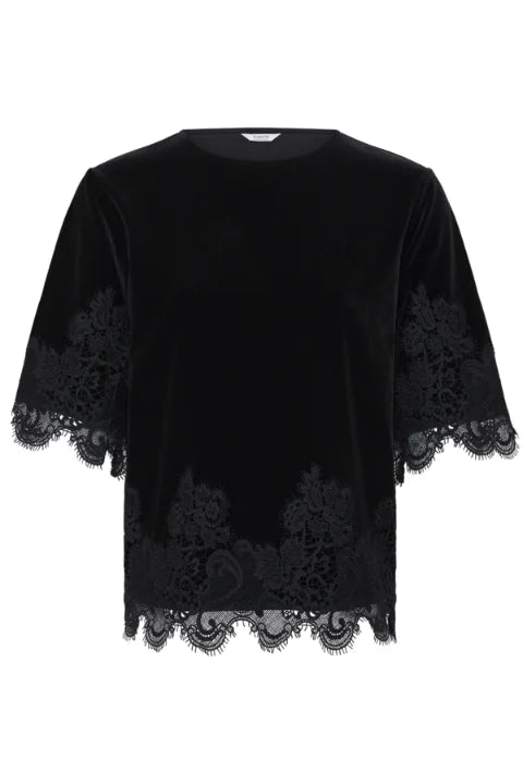 B Young Perlina Lace Hem Blouse In Meteorite