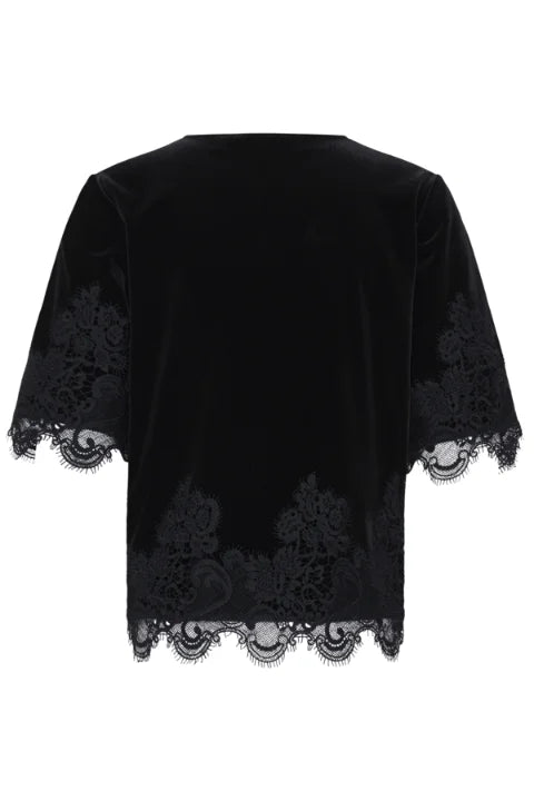 B Young Perlina Lace Hem Blouse In Meteorite