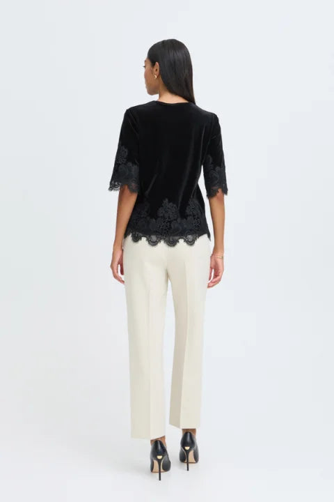 B Young Perlina Lace Hem Blouse In Meteorite
