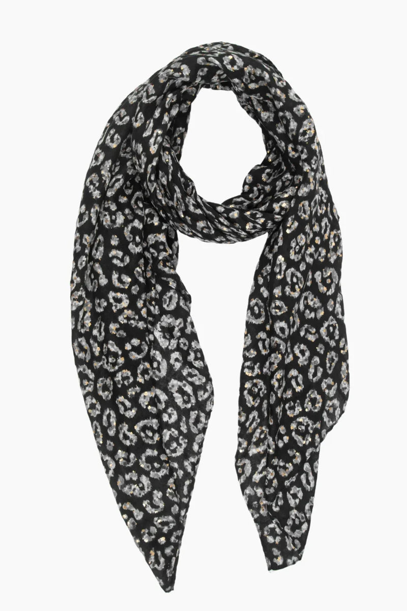 Miss Shorthair 2092B Black Layered Leopard Print Scarf– escape-whitleybay