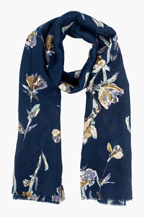 Miss Shorthair 2167NB Vaeda Navy Blue Floral Lightweight Scarf