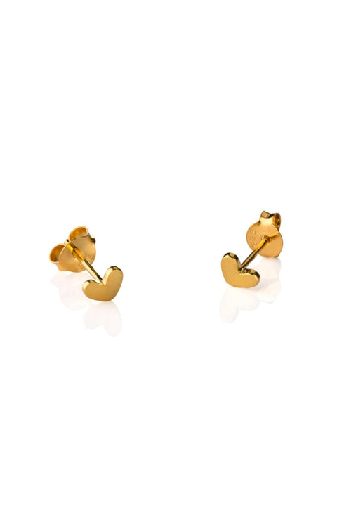 One & Eight 2667 Seed Card Studs - Gold Tiny Brushed Heart Studs