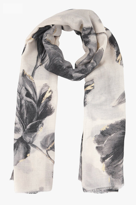 Miss Shorthair 2171G Eleanor Grey Abstract Floral Lightweight Scarf