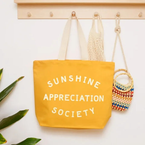 Alphabet Bags Sunshine Appreciation Society - Yellow Canvas Tote Bag