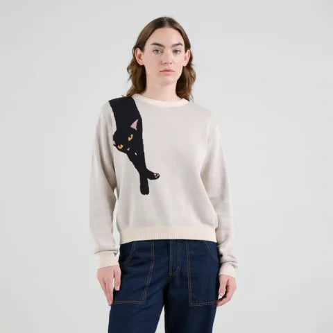 Dedicated 23188 Sweater Arendal Long Cat Vanilla White Whitecap Gray