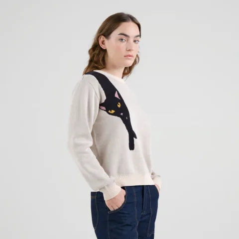 Dedicated 23188 Sweater Arendal Long Cat Vanilla White Whitecap Gray