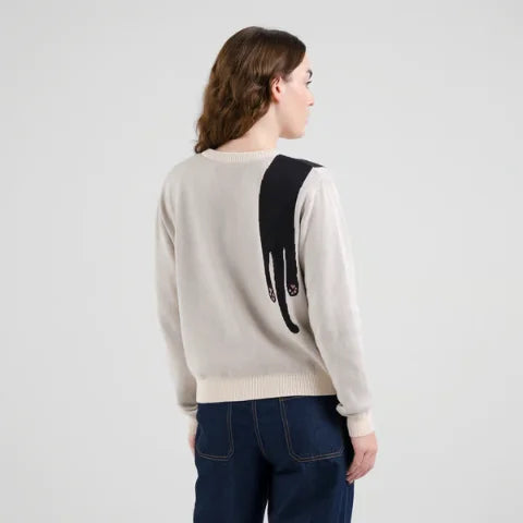 Dedicated 23188 Sweater Arendal Long Cat Vanilla White Whitecap Gray