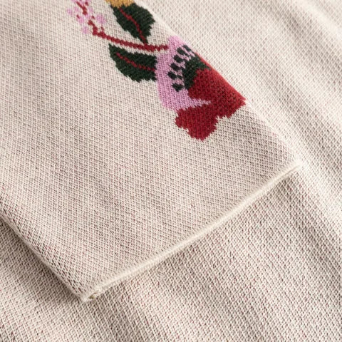 Dedicated 23646 Sweater Limhamn Folk Flower Vanilla White Whitecap Gray