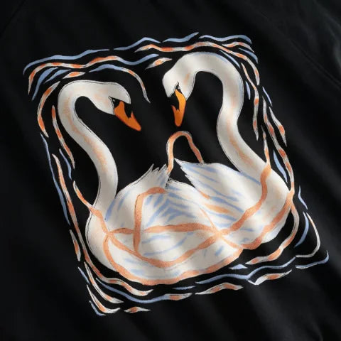 Dedicated 23767 Sweatshirt Ystad Painted Swans Black