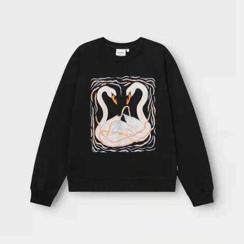 Dedicated 23767 Sweatshirt Ystad Painted Swans Black