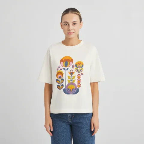 Dedicated 23804 T-shirt Vadstena Autumn Harvest Off-White Whisper White