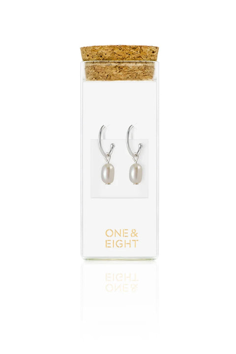 One & Eight 2507 Pearl Silver Drop Studs