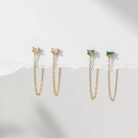 One & Eight 2822 Ilena Chain Earrings Green