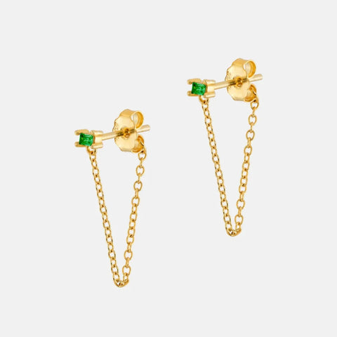 One & Eight 2822 Ilena Chain Earrings Green