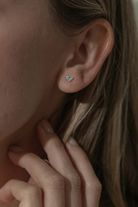 One & Eight 2825 Aquamarine Leaf Studs