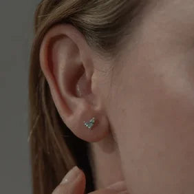 One & Eight 2825 Aquamarine Leaf Studs