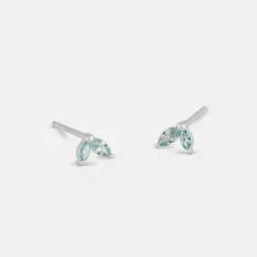 One & Eight 2825 Aquamarine Leaf Studs