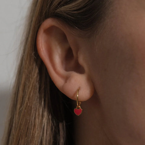 One & Eight 2844 Ruby Heart Earrings